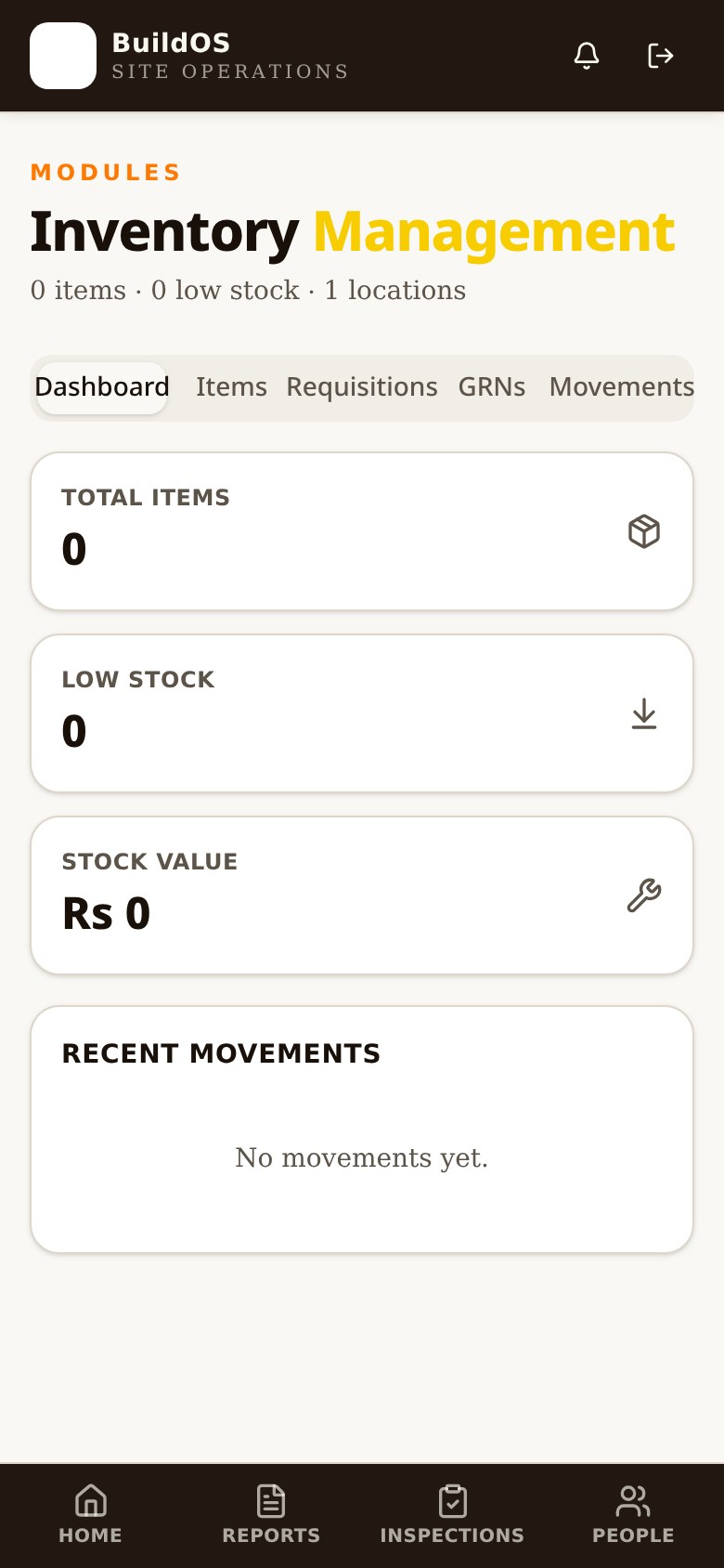 Inventory module on mobile