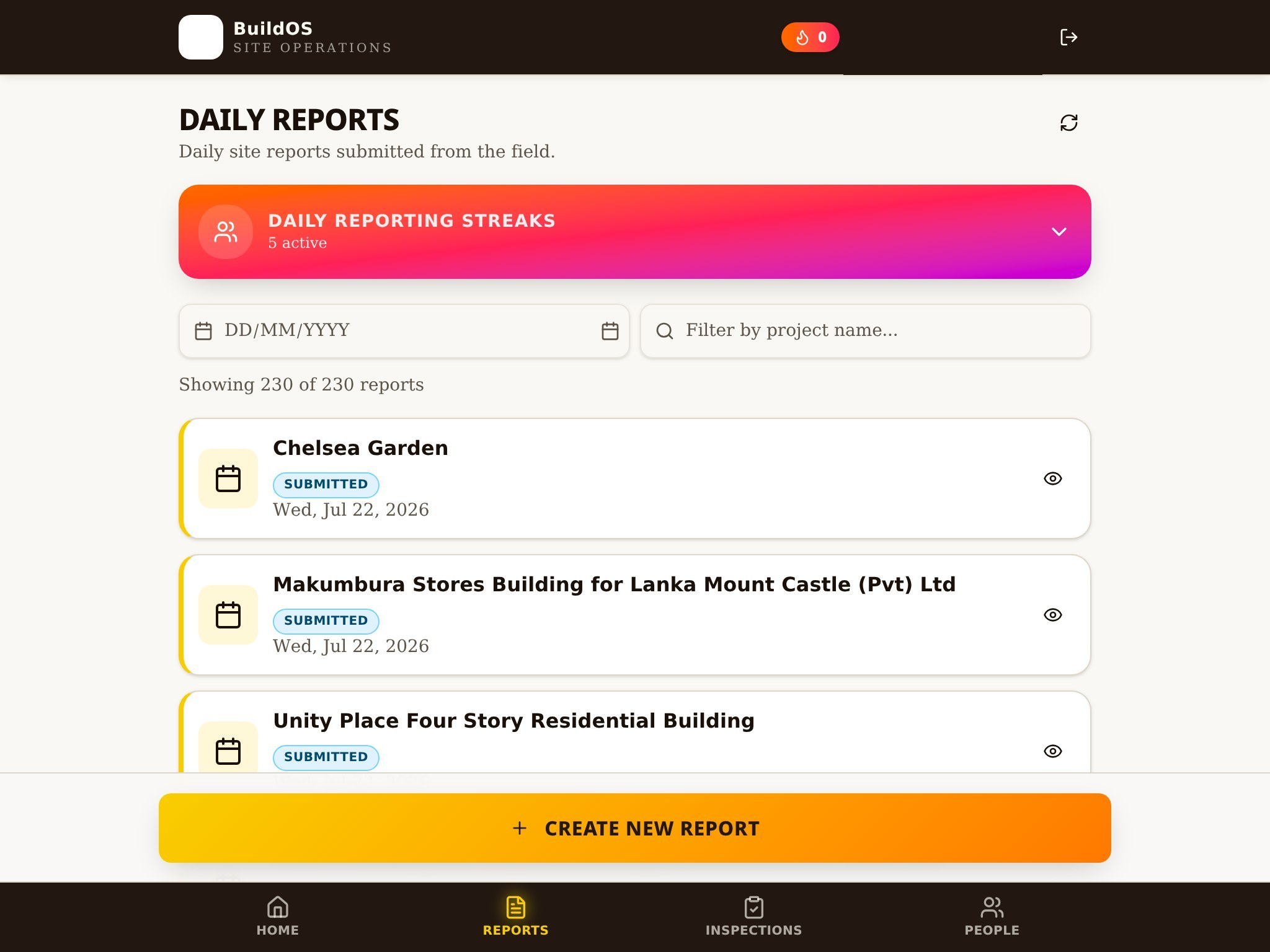 Daily report visualisation